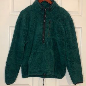 Dark green VS Pink fuzzy half zip sweatshirt